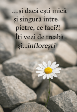 „…și dacă ești mică și singură între pietre, ce faci?! Îți vezi de treabă și… înflorești!”