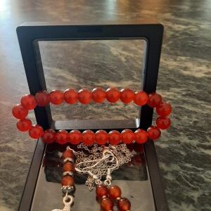 Red Agate Jewelry Set with 925 Silver