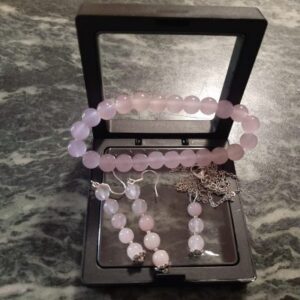 Rose Quartz Jewelry Set with 925 Silver
