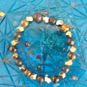 Men’s Bracelet with Lava Rock, Pyrite & Tiger’s Eye